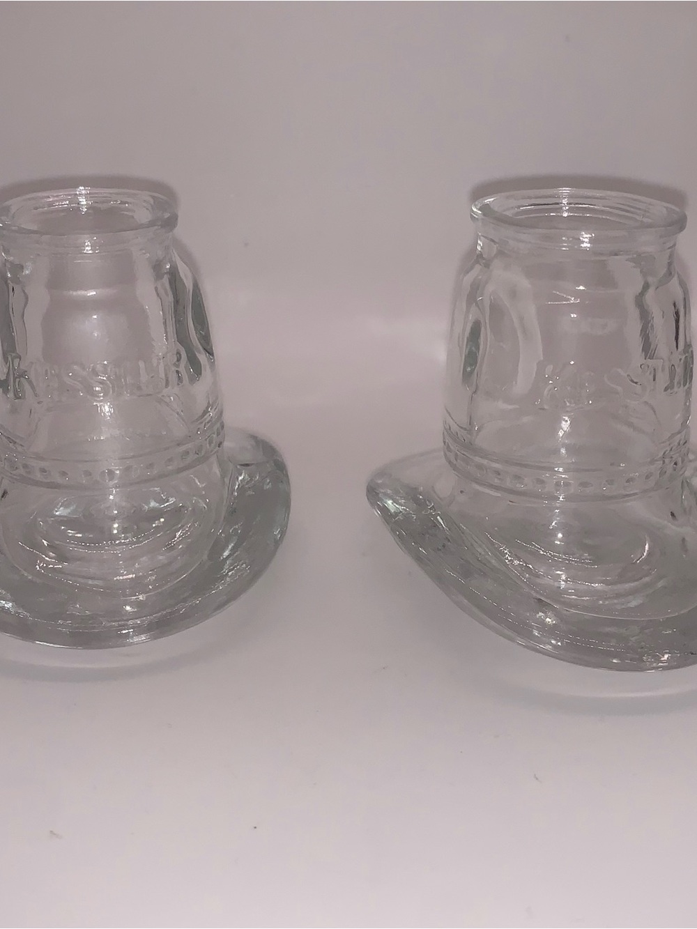 Kessler Clear Cowboy Hat Shot Glasses Vintage Item Set Of 2